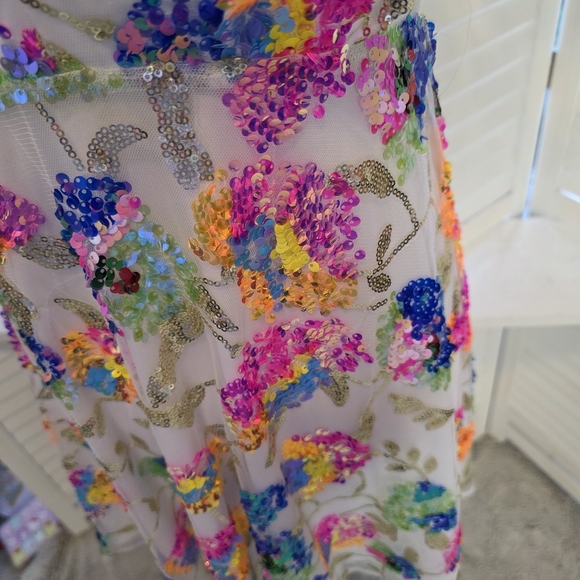 Vibrant Multicolor Floral Sequin Dress 1351 - Picture 3 of 4